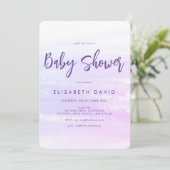 Moderne elegante Rosa- und Lila Babydusche Einladung (Stehend Vorderseite)