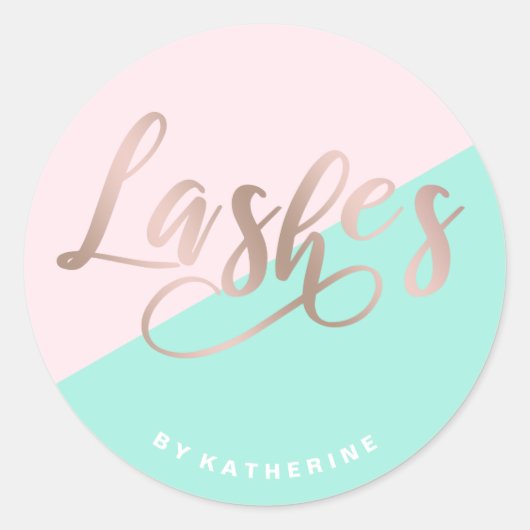 Moderne, elegante Rosa- und Rose-Goldlasche Runder Aufkleber (Vorderseite)