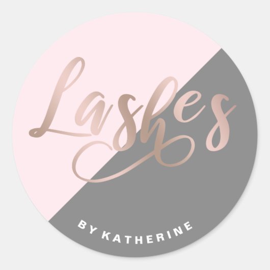 Moderne, elegante Rosa- und Rose-Goldlasche Runder Aufkleber (Vorderseite)