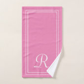 Moderne elegante rosa und weiße Monogramm Badhandtuch Set (Handtuch)