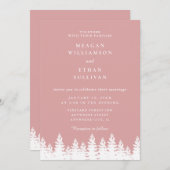 Moderne, elegante Rosa- und Weißwinterhochzeit Einladung (Vorne/Hinten)