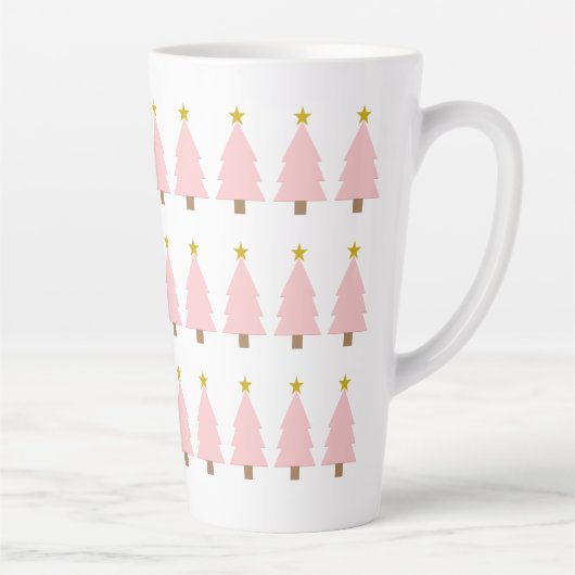 Moderne Elegante Rosa Weihnachtsbaum Milchtasse (Rechts)