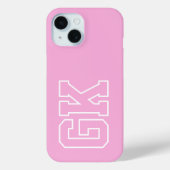 Moderne elegante rosa weiße Monogramm-Initialen Case-Mate iPhone Hülle (Rückseite)