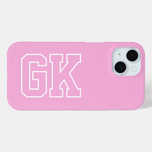 Moderne elegante rosa weiße Monogramm-Initialen Case-Mate iPhone Hülle (Rückseite (Horizontal))