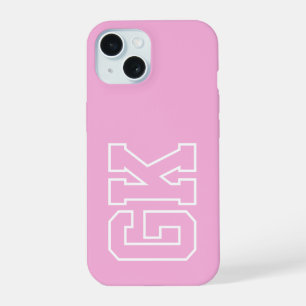 Moderne elegante rosa weiße Monogramm-Initialen iPhone 15 Hülle