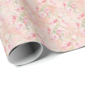 Moderne elegante, rosafarbene Lilien auf Pfirsichs Geschenkpapier (Rolleneckpunkt)