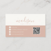 Moderne elegante rosafarbene Script-QR-Code Visitenkarte (Rückseite)