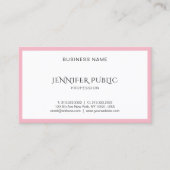Moderne, elegante rosafarbene, weiße Vorlage Top Visitenkarte (Vorderseite)