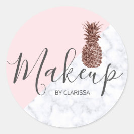Moderne, elegante Rose, Ananas, rosa Make-up Runder Aufkleber