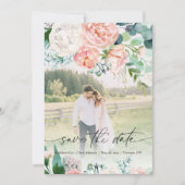 Moderne Elegante Rose Blume Save the Date Einladung (Vorderseite)