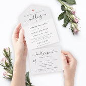 Moderne elegante Rose Calligraphie All In One Einladung