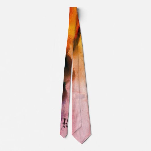 Moderne elegante Rose Dunkles Abstraktes Monogramm Krawatte (Rückseite)