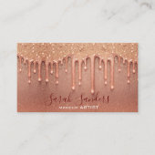 moderne elegante Rose Glitzer Tropfen Makeup Künst Visitenkarte (Vorderseite)