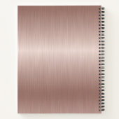 Moderne elegante Rose Gold Brushed Metal Mit Monog Notizblock (Rückseite)