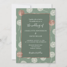 Moderne elegante Rose Gold Dandelion Green Wedding