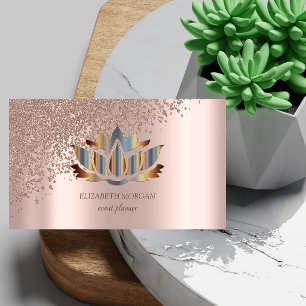 Moderne elegante Rose Gold Diamanten Gold Lotus  Visitenkarte