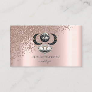 Moderne elegante Rose-Gold-Diamanten Lotus-Mond Visitenkarte