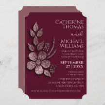 Moderne Elegante Rose Gold Glitzer Blumen & Burgun