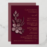 Moderne Elegante Rose Gold Glitzer Blumen & Burgun Folieneinladung<br><div class="desc">Modernes elegantes Rose Gold Glitzer Floral & Burgund Design.</div>