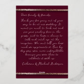 Moderne Elegante Rose Gold Glitzer Blumen & Burgun Folieneinladung (Rückseite)