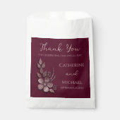 Moderne Elegante Rose Gold Glitzer Blumen & Burgun Geschenktütchen (Vorderseite)