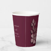 Moderne Elegante Rose Gold Glitzer Blumen & Burgun Pappbecher (Rechts)