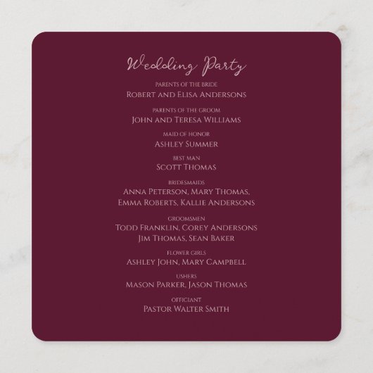 Moderne Elegante Rose Gold Glitzer Blumen & Burgun Programm (Rückseite)