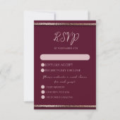 Moderne Elegante Rose Gold Glitzer & Burgund RSVP Karte (Vorderseite)