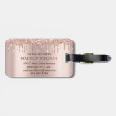 Moderne Elegante Rose Gold Glitzer Gepäckanhänger (Rückseite horizontal)