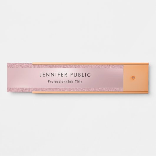 Moderne Elegante Rose Gold Glitzer Glamour Vorlage Türschild (Vorderseite )