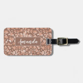 Moderne Elegante Rose Gold Glitzer Leopard Print Gepäckanhänger (Vorderseite horizontal)