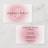 Moderne elegante Rose Gold Glitzer Look Monogramm Visitenkarte (Vorne/Hinten)