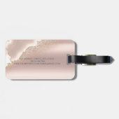Moderne Elegante Rose Gold Glitzer Marmor Gepäckanhänger (Rückseite horizontal)