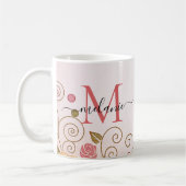Moderne elegante Rose Gold Glitzer Monogram Script Kaffeetasse (Links)