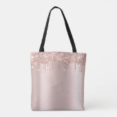 Moderne elegante Rose Gold Glitzer Monogram Script Tasche (Rückseite)