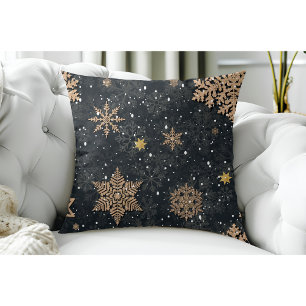 Moderne Elegante Rose Gold Glitzer Schneeflocken G Kissen