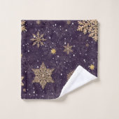 Moderne Elegante Rose Gold Glitzer Schneeflocken L Badhandtuch Set (Waschlappen)