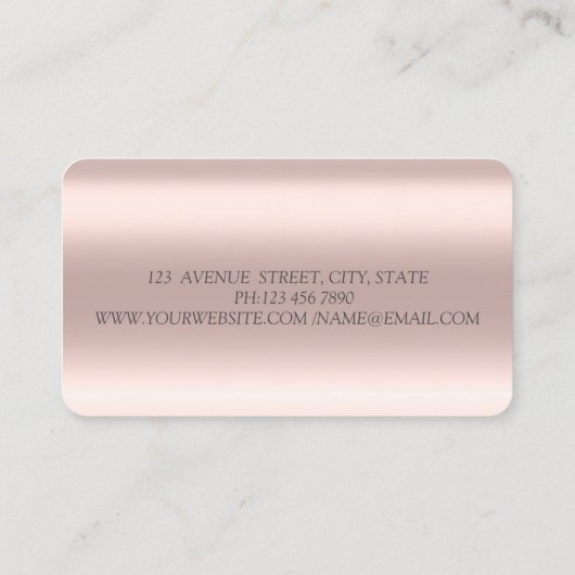 Moderne Elegante Rose Gold Glitzer Silbermarmor Visitenkarte (Rückseite)