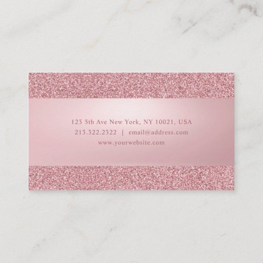 Moderne elegante Rose Gold Glitzer Template Visitenkarte (Rückseite)