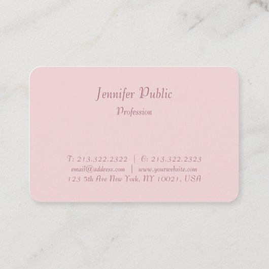 Moderne elegante Rose Gold Handschrift Vorlage Visitenkarte (Rückseite)