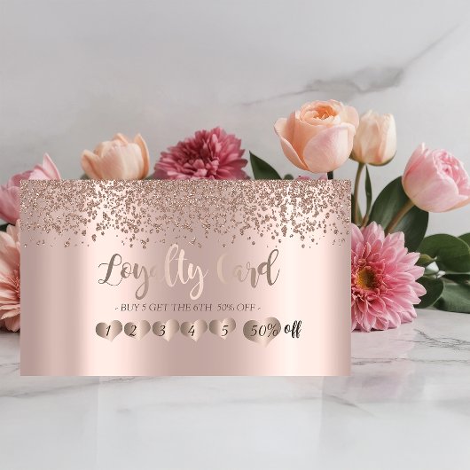 Moderne, elegante Rose Gold Hearts, Diamanten Treuekarte