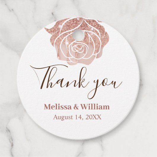 Moderne elegante Rose Gold Hochzeit Vielen Dank Geschenkanhänger (Vorderseite)