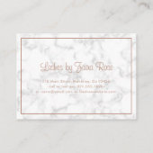 Moderne elegante Rose Gold Marmor Aftercare Lashes Visitenkarte (Rückseite)