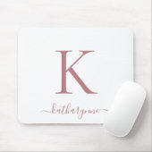 Moderne elegante Rose Gold Monogram Script weiß Mousepad (Mit Mouse)