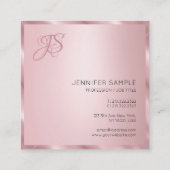 Moderne, elegante Rose Gold Monogramm-Vorlage Quadratische Visitenkarte (Rückseite)