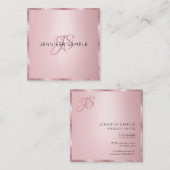Moderne, elegante Rose Gold Monogramm-Vorlage Quadratische Visitenkarte (Vorne/Hinten)