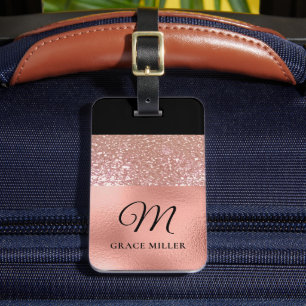 Moderne elegante Rose Gold Personalisiert Monogram Gepäckanhänger