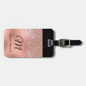 Moderne elegante Rose Gold Personalisiert Monogram Gepäckanhänger (Vorderseite horizontal)