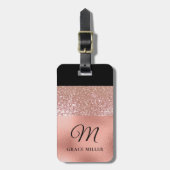 Moderne elegante Rose Gold Personalisiert Monogram Gepäckanhänger (Vorderseite vertikal)