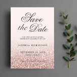 Moderne Elegante Rose Gold Save the Date Quinceñer<br><div class="desc">Modernes und elegantes Rosa,  Rose Gold Glitzer ombre Drehbuch Save the Date Karte Quinceañera 15. Geburtstag Einladung. Sweet 15 Geburtstagsparty mit schwarzer moderner Kalligraphie. Stilvolle und einzigartige Designvorlage. Kann auch für Sweet 16,  jeden Geburtstag oder Abschluss verwendet werden.</div>